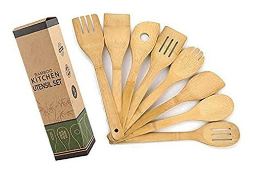 Utensilio Cocina Bambu 8 Pieza Para Apartamento Madera