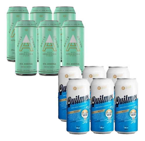Cerveza Andes Ipa Lata Pack X6 + Quilmes Pack X6 Regalo