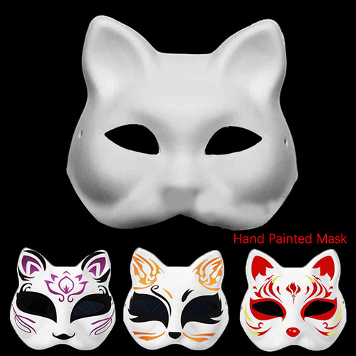 Máscara Mask Face Masq Anime Pintada A Mano Con Forma De Gat