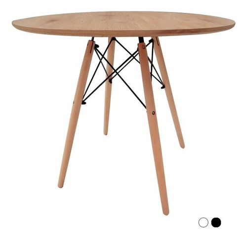 Mesa De Comedor Redonda Para 4 Personas Desayunador Oslo Tapa Madera