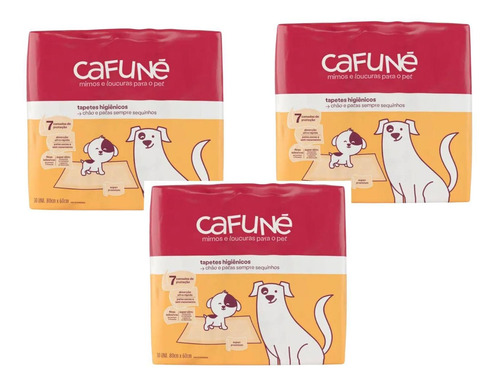 Tapete Higiênico Cafune Pet Cães 80x60 30 Unid Kit 3