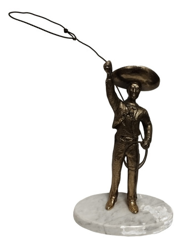 Figura Escultura Charro Vaquero México Base De Mármol 32cm 