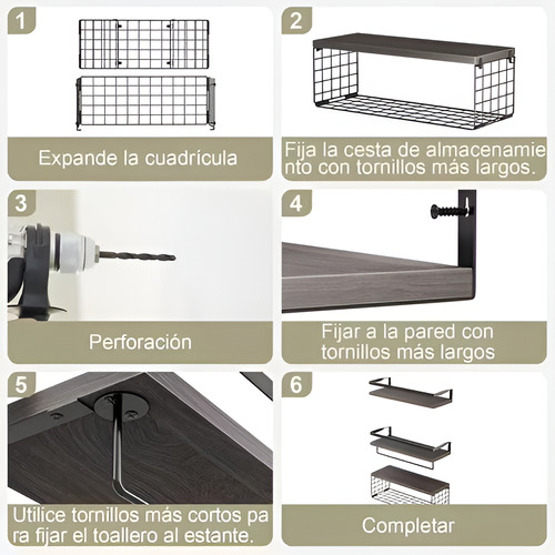 Repisas Flotantes De Madera Modernas X3 Con Reja 100% Pino