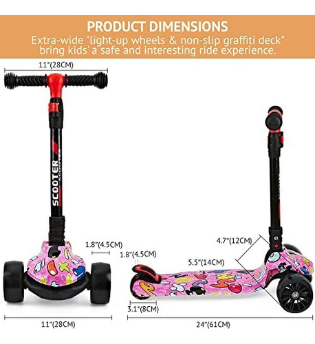 Scooter Para Niños De 3 A 12 Años, Scooter Para Niños Plegab