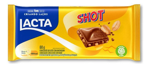 Chocolate Shot Com Amendoim Lacta Kit 5 Barras De 80g