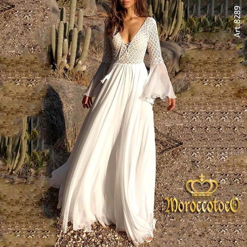 Vestido Largo Encaje Fiesta Novia Civil Importado Art 8289