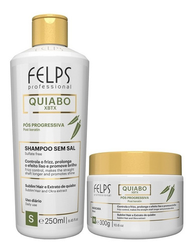 Felps Quiabo Pós Progressiva Kit Shampoo + Máscara 300g