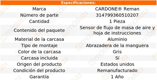 (1) Sensor Masa De Aire C6500 Kodiak 8 Cil 7.4l 99/00 Reman (Reacondicionado)