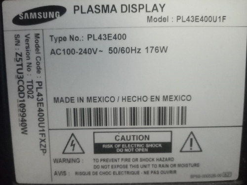 Imagen 2 de 2 de Televisor Samsung 43 Para Reparar O Repuesto