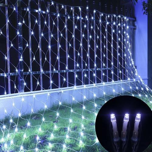 Imagen 2 de 5 de Cortina Luz Led Blancas 1,5x1,5m Deco Navideña Bodas Fiestas