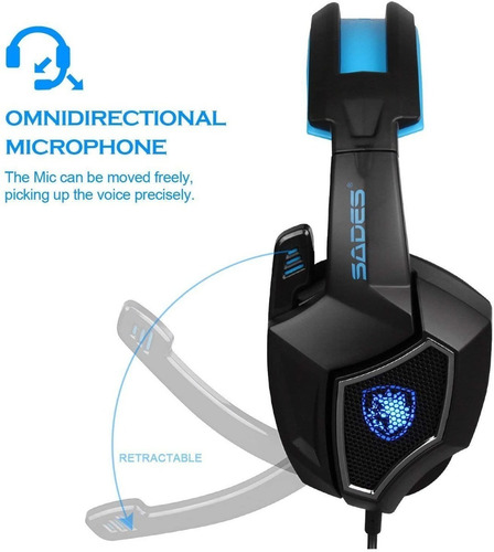 Imagen 3 de 4 de Sades Spirit Wolf Auricular Gamer 7.1 Headset Gaming Juegos