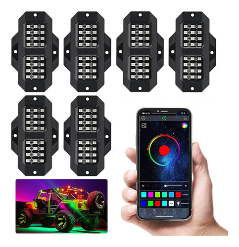 Luz Led Rgb Rock Light Bluetooth 6pzs App Control 24led Smd