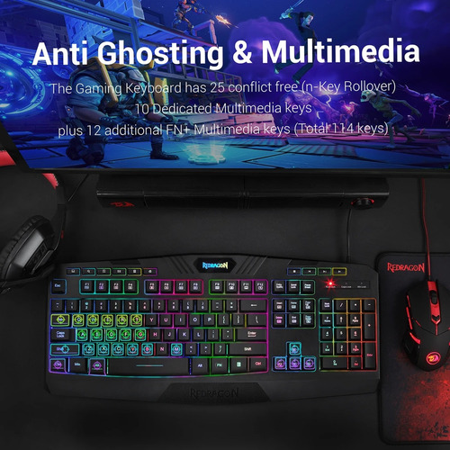 Imagen 2 de 9 de Combo Gamer 4en1 Redragon S101: Teclado, Mouse, Pad, Diadema