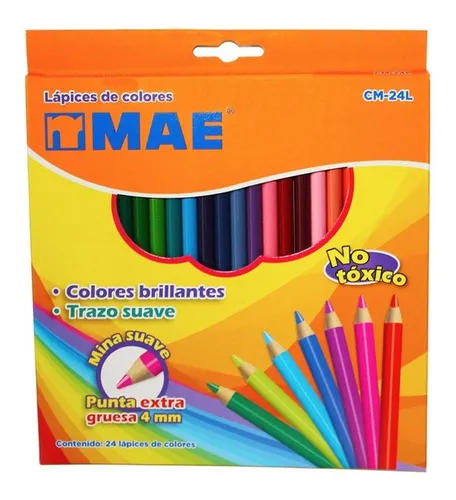 comprar Lápices De Colores Mae Cm-24l Redondos Largos 24 Piezas