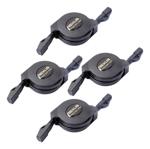 . 4x Cable De Red Retráctil Ultra Plano Cat6 Rj45 Ethernet