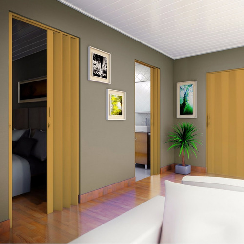 Porta Sanfonada Pvc Polifort 210cmx70cm Cerejeira H Cor Madeira