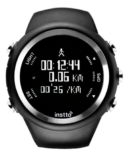 Smartwatch Instto InSport 3 1.15" caja de  polímero reforzado  negra, malla  negra de  poliuretano