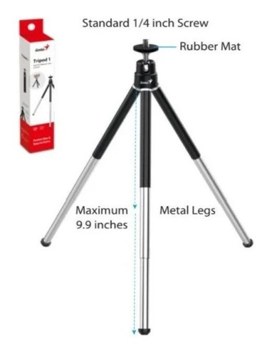 Imagen 1 de 4 de Mini Tripode Genius Para Camara Web 22cm 69 Gramos Metal