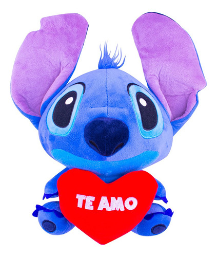 Peluche Stitch Sentado Corazon Te Amo 40 Cm Disney