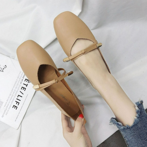 N Flats Zapatos De Tacón Bajo De Moda Retro Para Mujer