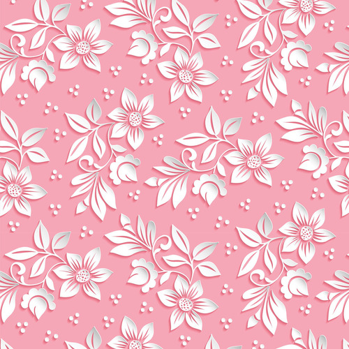 Papel De Parede Adesivo Floral Em 3d Fundo Rosa