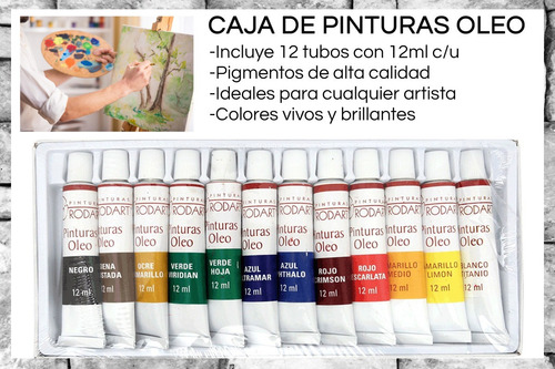 Pintura Oleo Rodart 12pzs Tubo 12ml Estudiante