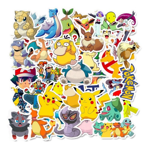 Pokemon 100 Calcomanias Videojuego Stickers Contra Agua