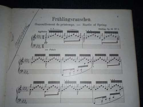 Imagen 3 de 3 de Partitura Fruhlingsrauschen Klavierftuck Christian Sinding