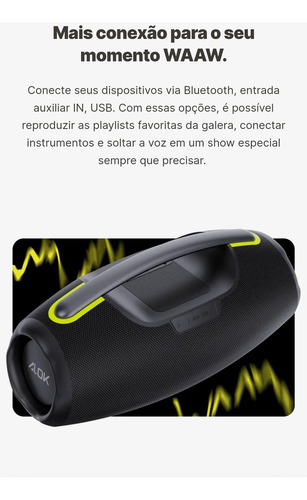Caixa De Som Portátil Waaw Hyperboom 1000 Com Bluetooth 180w