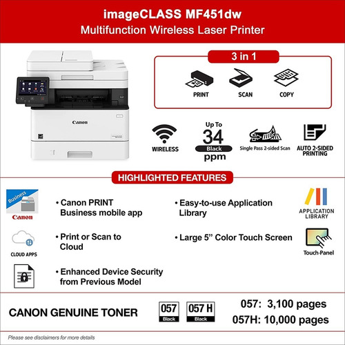 Imagen 7 de 8 de Impresora Canon Imageclass Mf451dw