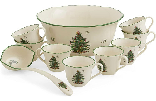 Spode Christmas Tree Juego De Ponchera De 10 Piezas - Hecho 