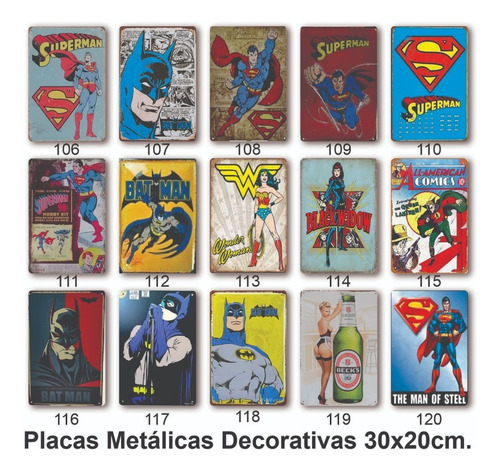 Imagen 9 de 10 de Placa Decorativa Vintage Retro Metal Cuadros Bar Cafe 30x20