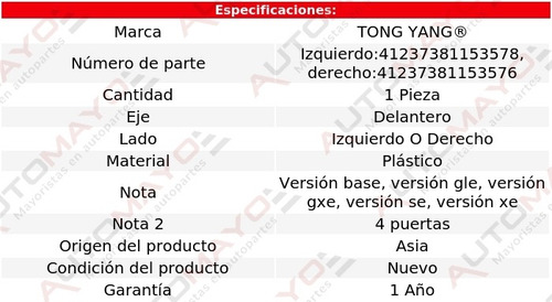 Tolva Salpicadera Delantera Tong Yang Altima 1998-1999
