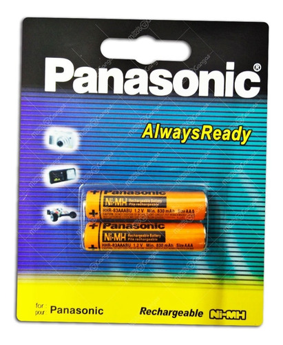 Imagen 1 de 6 de Pilas Baterias Recargable Panasonic Aaa 1.2v 830mah Pack X2