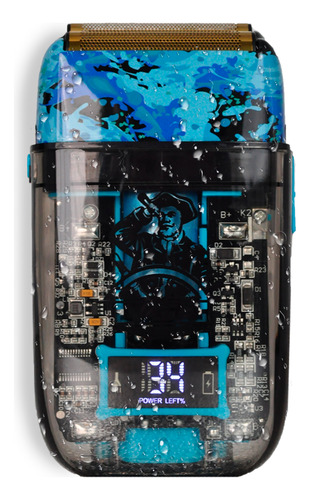 Barbeador Shaver Profissional Face Dupla Led Carregador Usb Cor Azul 110v