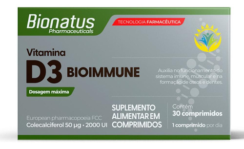6cx Bionatus Vitamina D3 Bioimmune C/ 30 Comprimidos Cada