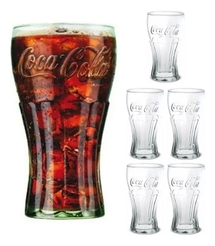 Conjunto 6 Copos De Vidro Coca Cola Nadir Contour 300ml