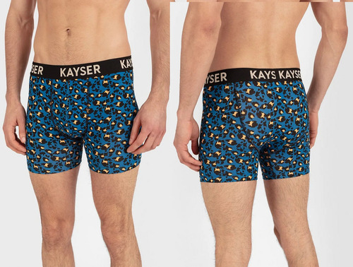 Boxer Largo Bamboo Estampado Azul Y Amarillo- Kayser2025