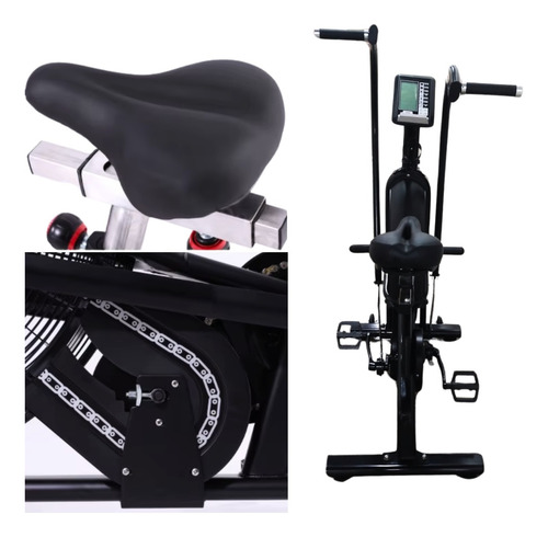 Bicicleta Fija De Aire Air Bike Fitness Entrenar Cardio Sbk Negro