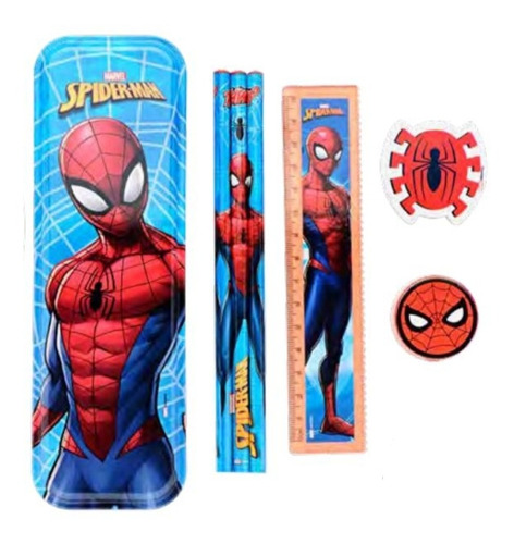 Kit Escolar Marvel Spider Man Ultimate Homem Aranha 7 Peças