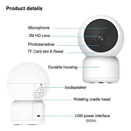 Imagen 4 de 7 de Camara Ptz Wifi Interior 3mp Icsee + Micro Sd 64gb Epa