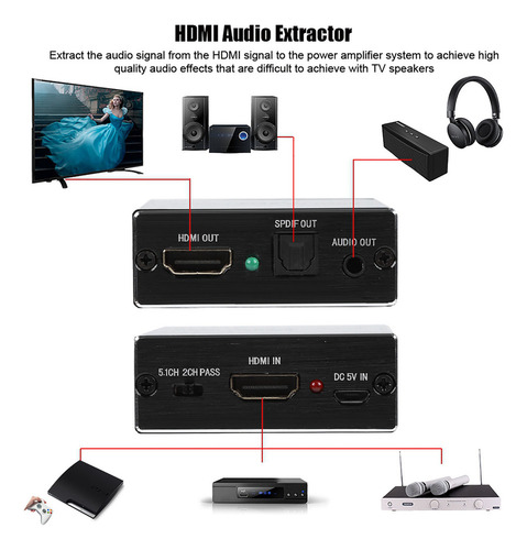 Divisor Y Extractor De Audio Hdmi 4k* 2k, Convertidor Hdmi A