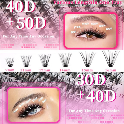 642 Kit Pestañas Maquillaje Diy Extension Mixto 30d 40d 50d