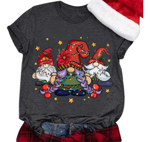 Camisa Para Mujer Camiseta Navidad Divertida Casual Grafica