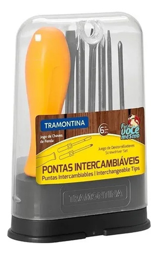 Pacote Chaves Fenda/philips Tramontina 6 Peças Com Suporte