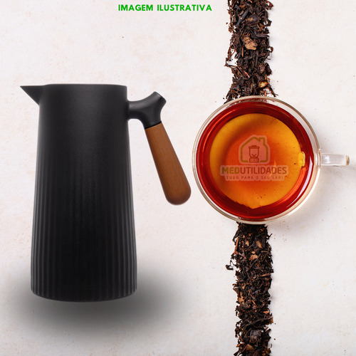 Garrafa Térmica 1l Vácuo Café Chá Cabo Imita Madeira 12hrs