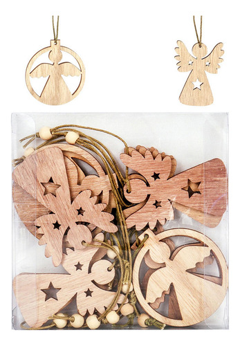 2 X 10 Uds Árbol De Navidad Colgante Hueco De Madera Con