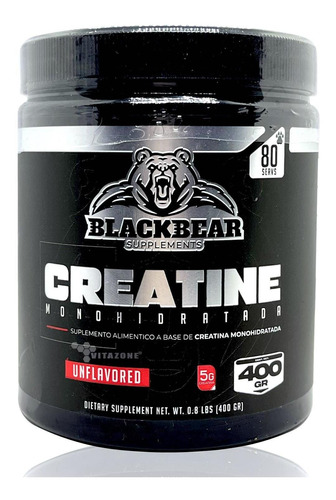 Creatina Monohidratada 400 G Blackbear 80 Servicios