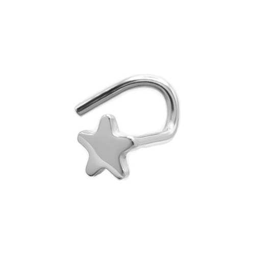 Piercing Aro Nariz Nostril Oro Blanco 18k Estrella Copawa 