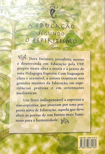 A Educação Segundo O Espiritismo - Dora Incontri + Dvd Educação E Pedagogia Espírita (Usado)